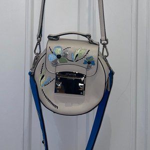 White and Blue Leather Mini Bag